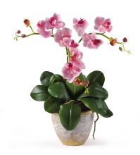 Triple Mini Phalenopsis Silk Orchid Arrangement, Lavender