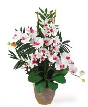 Phalaenopsis/Dendrobium Silk Flower Arrangement, White/White