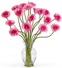 Gerbera Daisy Silk Flower Arrangement, w/Liquid Illusion, Pink