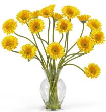 1086 YL Gerbera Daisy Liquid Illusion Silk Flower Arrangement Yellow