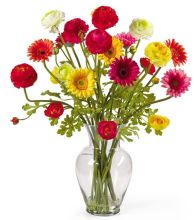 1102 - Gerbera and Ranunclus Liquid illusion Silk Flower Arrangement Mixed