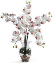 Phalaenopsis Silk Flower Arrangement, w/Liquid Illusion, White