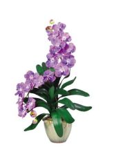 1113 PP - Double Stem Vanda Orchid Silk Flower Arrangement Purple