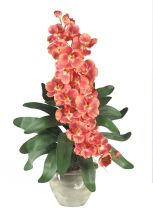 1113 SL - Double Stem Vanda Orchid Silk Flower Arrangement Salmon