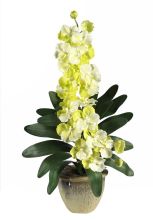 1113 WH - Double Stem Vanda Orchid Silk Flower Arrangement White