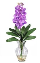 1123 PP - Vanda Orchid Liquid Illusion Silk Flower Arrangement Purple