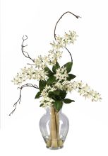 Sac Orchid Silk Flower Arrangement, w/Liquid Illusion, Champagne