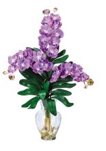 1134 PP - Triple Vanda Orchid Liquid Illusion Silk Flower Arrangement Purple