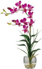 Dendrobium Silk Flower Arrangement, w/Glass Vase, Purple