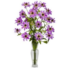 Cosmos Silk Flower Arrangement, w/Vase, Purple