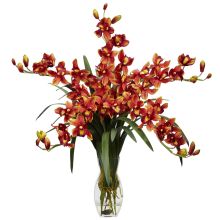 1184 BG - Cymbidium Orchid Silk Flower Arrangement Burgundy