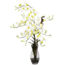 1190 CR - Dendrobium w/Vase Silk Flower Arrangement - Cream