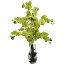 1191 GR - Phalaenopsis w/Vase Silk Flower Arrangement - Green
