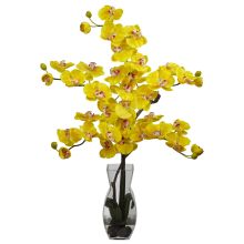 1191 YL - Phalaenopsis w/Vase Silk Flower Arrangement - Yellow