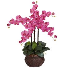 Phalaenopsis w/Decorative Vase Silk Flower Arrangement - Dark Pink