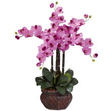 Phalaenopsis w/Decorative Vase Silk Flower Arrangement - Mauve