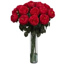 Fancy Rose Silk Flower Arrangement, Red