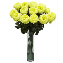 Fancy Rose Silk Flower Arrangement, Yellow