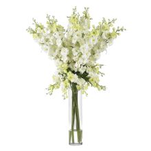 1224 WH - Delphinium Silk Flower Arrangement White