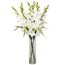 1240 - Large Gladiola w/Cylinder Vase Silk Arrangement