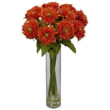 Sunflower Teddy Bear w/Cylinder Silk Flower Arrangement, Orange