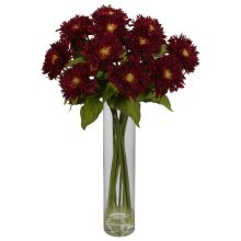 Sunflower Teddy Bear w/Cylinder Silk Flower Arrangement, Red