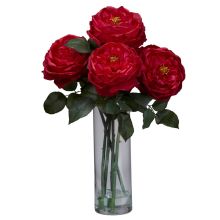 Large Rose w/Cylinder Vase Silk Flower Arrangement
