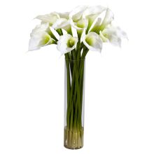 Calla Lilly w/Cylinder Silk Flower Arrangement, Cream