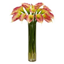 Calla Lilly w/Cylinder Silk Flower Arrangement, Pink