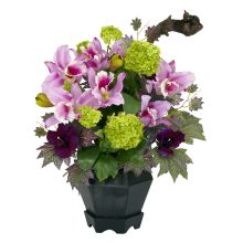 Cattleya Orchids & Hydrangea Silk Arrangement