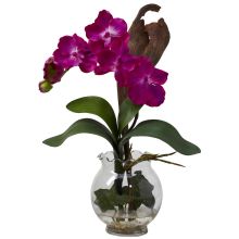 Mini Vanda w/Fluted Vase Silk Flower Arrangement, Beauty