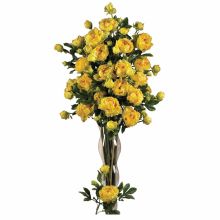 Peony Silk Flower, w/Leaves 38.5" (Set of 12) Yellow
