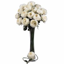 Large Rose Silk Flower, 31" (Set of 12 Stems) White