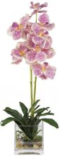 4638 PP Vanda w/Glass Vase Silk Flower Arrangement Purple