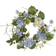 Blue 20" Hydrangea and Poppies Wreath