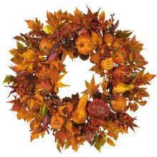 Harvest Pumpkin Wreath Fall - 28"