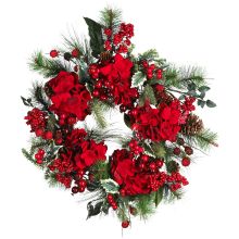 Holiday Hydrangea  Wreath 22"