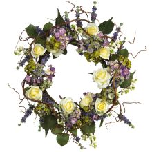 Hydrangeas Roses Delphiniums Wreath - Mixed 24"