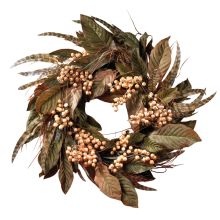 Feather and Berry Wreath 24"