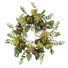 Artichoke Hydrangea Artificial Floral Wreath 20"