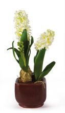 Hyacinth Silk Flower Arrangement w/Glazed Pot, White