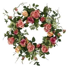 Rose Wreath 20"  Silk Floral Arrangement