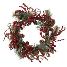 Berry Wreath with Assorted Berries  Artificial  Silk Floral Arrangement