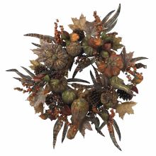 Pumpkin Wreath for Autumn Artificial Silk Floral Arrangement