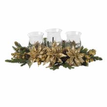 Triple Candelabrum Golden Poinsettia