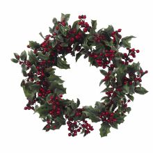 Holly Berry Wreath 24"  Artificial Floral Arrangement