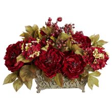 Peony & Hydrangea Silk Flower Arrangement