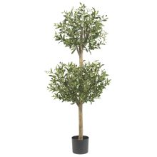 Silk  Double Olive Topiary Tree 4.5'