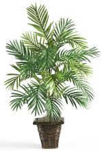 6536 - Areca Palm with Wicker Basket Silk Plant Green
