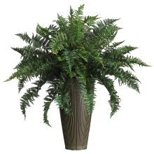 Ruffle Fern Silk Plant, w/Decorative Vase (Indoor/Outdoor)